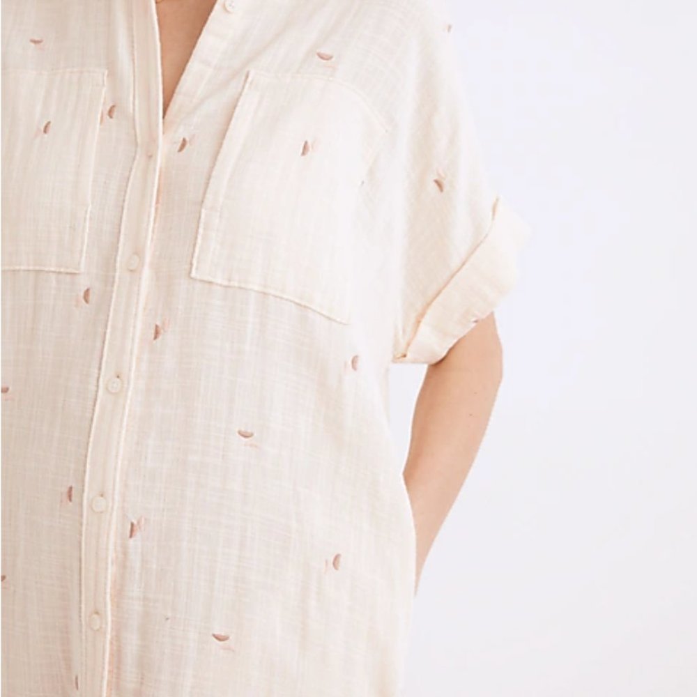 Madewell Embroidered Lightspun Lakeline Shirtdress - Size XS Tag / S Street Size - Picture 3 of 5